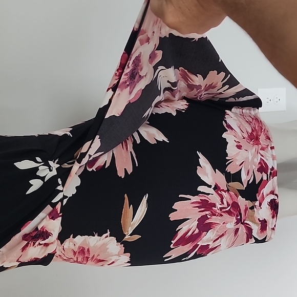 WHBM black floral no sleeve stretchy dress-S - Picture 3 of 9